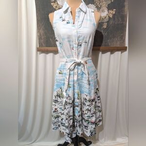 Chetta B Island Beach Fit And Flare Dress Size 10 Cotton Blend